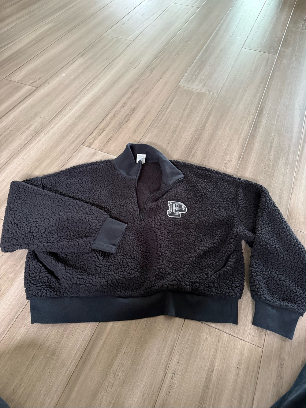 PINK Victoria's Secret Black Sherpa Half-Zip Pullover